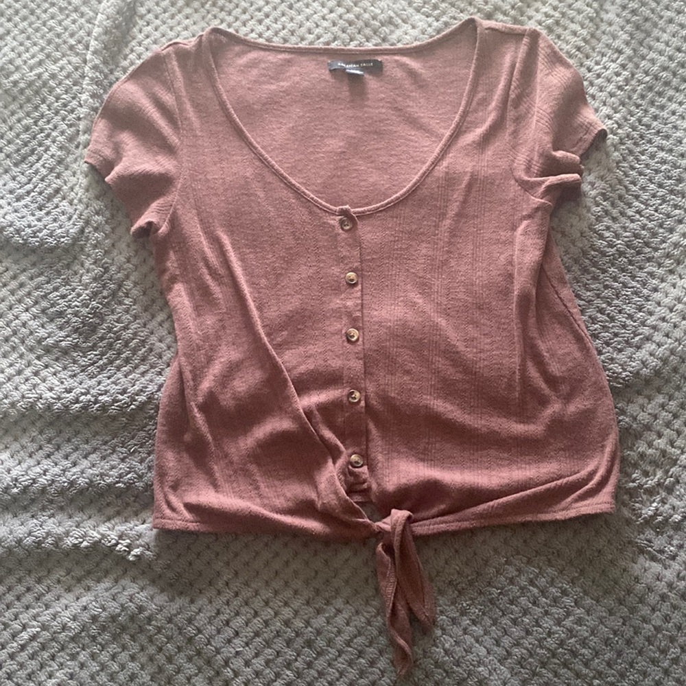 American Eagle Tie-Front Short Sleeve Shirt